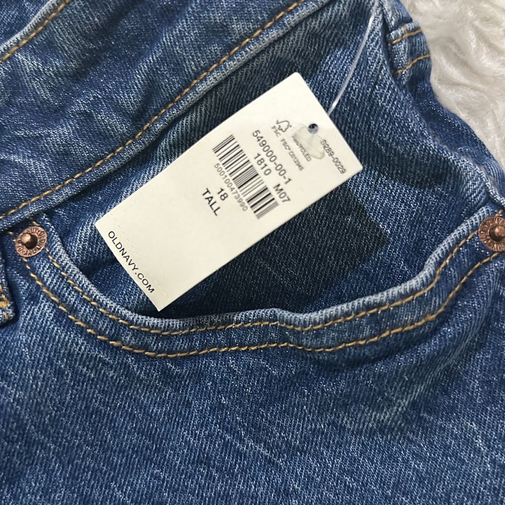 Old navy extra high rise kicker boot cut distressed blue denim jeans size 18T - Picture 6 of 9